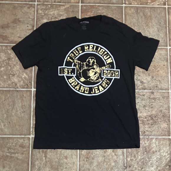 True Religion Black and Gold Graphic Tee - Picture 1 of 1
